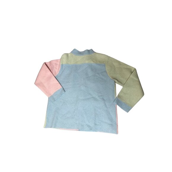 Vintage ColdWater Creek Pastel Patchwork Button-Up Cardigan Sweater Green Pink - Picture 2 of 9